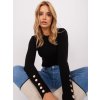 Čierny sveter s ozdobnými gombíkmi na rukávoch (Veľkosť S/M)