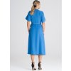 Modré midi zavinovacie šaty