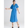 Modré midi zavinovacie šaty