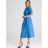 Modré midi zavinovacie šaty
