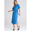 Modré midi zavinovacie šaty