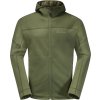 Tmavozelená pánska fleecová bunda Jack Wolfskin Hirschberg Hooded FZ M