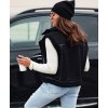 Dámska čierna semišová vesta s ovčou kožou WOOLZIP
