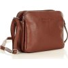 MARCO MAZZINI Hnedá dvojkomorová kožená crossbody kabelka