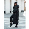 Dámska čierna dlhá prešívaná zimná bunda s kapucňou STREETFIT (Veľkosť S)