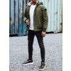 Khaki pánsky zimný bomber s kapucňou