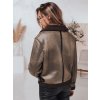 Hnedý dámsky zateplený semišový krátky kabátik KASAMIRA (Veľkosť S)