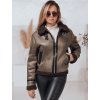 Hnedý dámsky zateplený semišový krátky kabátik KASAMIRA (Veľkosť S)