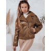 Dámska hnedá semišová bunda s kožúškom SOFTSTILL