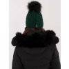 Tmavozelená dámska čiapka s brmbolcom (Veľkosť ONE SIZE)