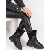 Čierne dámske šnurovacie snehule s kožúškom na platforme