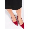 Elegantné lakované červené lodičky na stĺpiku, podpätok 8 cm
