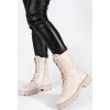 Smotanové dámske topánky workery s ozdobou