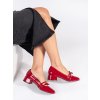 Červené lakované lodičky na nízkom podpätku, podpätok 3,5 cm
