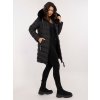 Čierna dámska dlhá prešívaná bunda s kapucňou (Veľkosť S)