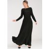 Čierne dámske maxi šaty s dlhým rukávom