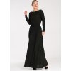 Čierne dámske maxi šaty s dlhým rukávom