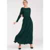 Tmavozelené dámske maxi šaty s dlhým rukávom