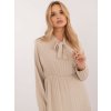 Svetlobéžové mini šaty s dlhým rukávom