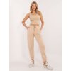 Béžová dámska tepláková súprava s crop-topom