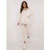 Smotanová dámska tepláková súprava s crop-topom