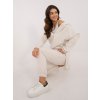 Smotanová dámska tepláková súprava s crop-topom