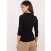 Čierne dámske rebrované tričko s golierom