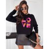 Čierny crop sveter HARPER s nápisom (Veľkosť ONE SIZE)