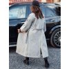 Svetlosivý dlhý dámsky kabát OPULENA (Veľkosť ONE SIZE)