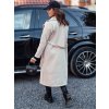 Smotanový dámsky dlhý oversize kabát na zaväzovanie CASHMELY