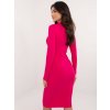 Tmavoružové mini šaty s dlhým rukávom a golierom (Veľkosť ONE SIZE)
