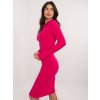 Tmavoružové mini šaty s dlhým rukávom a golierom (Veľkosť ONE SIZE)