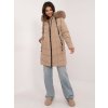 Béžová dámska dlhá zimná prešívaná bunda
