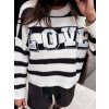 Bielo-čierny dámsky sveter CHLOE s nápisom