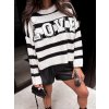 Bielo-čierny dámsky sveter CHLOE s nápisom