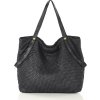 MARCO MAZZINI Čierna veľká taška shopper z tkanej kože