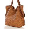 MARCO MAZZINI Camel veľká taška shopper z tkanej kože