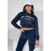 Dámska tmavomodrá crop mikina s potlačou SAN FRANCISCO