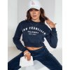 Dámska tmavomodrá crop mikina s potlačou SAN FRANCISCO