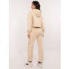 Béžová dámska tepláková súprava s crop mikinou