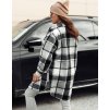 Dámska bielo-čierna károvaná oversize košeľová bunda PLAIDIFY