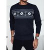 Tmavomodrý pánsky sveter s nórskym vzorom