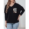 Čierne dámske voľné tričko s potlačou GLAMZONE
