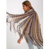 Farebný vzorovaný šál so strapcami - béžový (Veľkosť ONE SIZE)