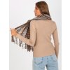 Farebný vzorovaný šál so strapcami - béžový (Veľkosť ONE SIZE)