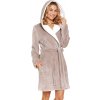 Dámsky béžový pohodlný župan s kapucňou SOFT