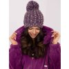 Fialová pletená zimná čiapka s kamienkami