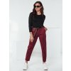 Vínové dámske rovné nohavice s opaskom LEOCINCIN