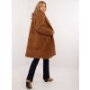 Hnedý dámsky teplý kabát s vreckami
