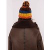 Pruhovaná dámska zimná čiapka s brmbolcom - oranžová